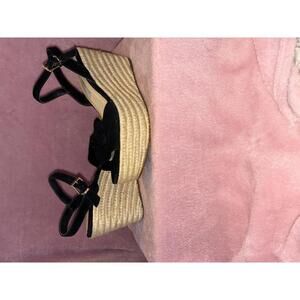 Kristin Cavallari x Chinese Laundry Black Suede Brandie Espadrille Wedge Sandals